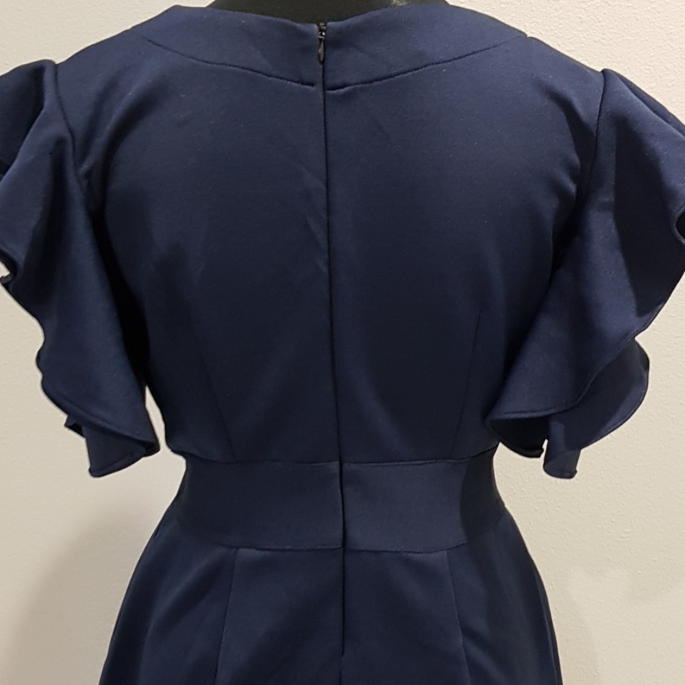 Navy Blue Ruffle Dress New! - Picture 3 of 9